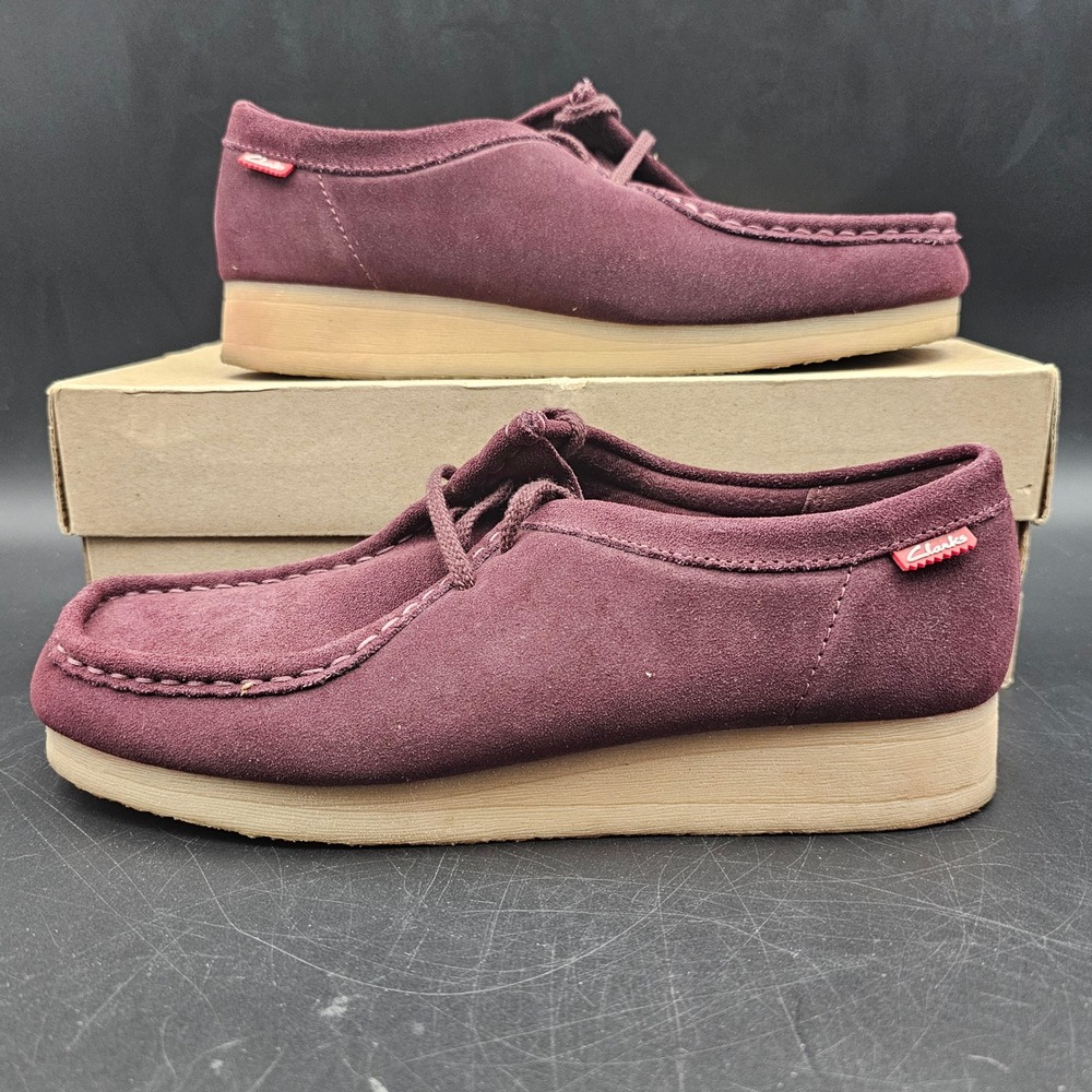 Clarks Padmora Wine Suede Lace Up Moccasin Loafers 26122155 Womens 9.5M